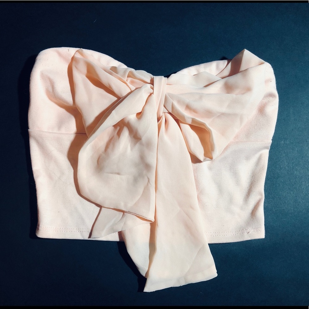 Blush bow crop top